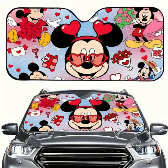Discover Mickey Cute Car Sunshade, UV Protection, Heat Reflector, Disney Gift