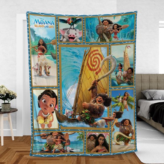 Discover Princess Fleece Blanket, Island Life Cartoon Blanket , Throw for Kids, Birthday Gift, Gift for Boy and Girl