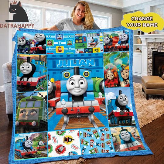 Personalized Thomas and Friends Quilt Blanket, Custom Thomas Birthday Train Blanket, Kid Blanket, Christmas Gift