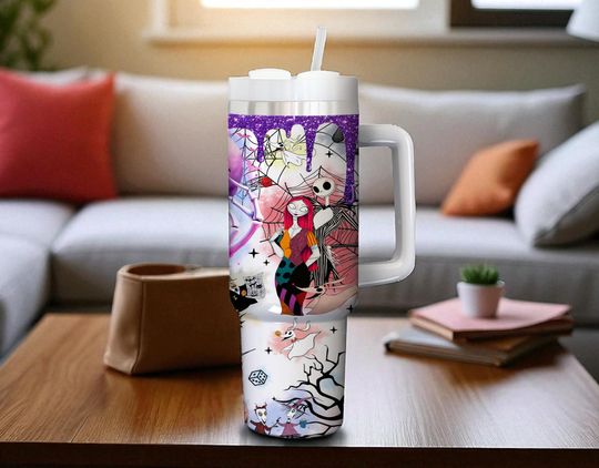 Discover Disney Nightmare Before Christmas 40oz Tumbler Jack and Sally Etched Halloween Gift Cup
