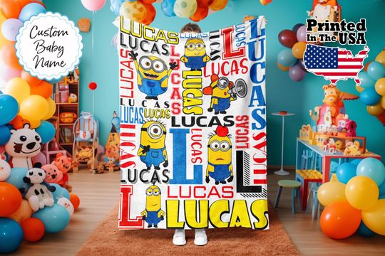 Custom Cartoon Blanket, Cartoon Blanket, Personalized Cartoon Blanket, Baby Blanket, Birthday Gift, Custom Name Blanket, Monogram Blanket