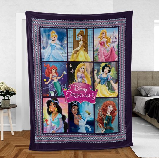 Discover Princesses Fleece Blanket, Princess Cartoon Characters Fleece Blanket