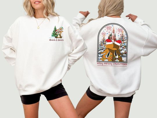 Discover Chip And Dale Double Trouble Disney Christmas Sweatshirt, Very Merry Christmas Couple Sweaters, Merry Bride, Christmas Couple Gifts
