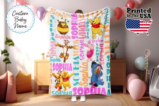 Personalized Cartoon Blanket, Cartoon Blanket, Custom Cartoon Blanket, Baby Blanket, Birthday Gift, Custom Name Blanket, Monogram Blanket