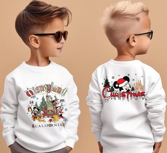 Custom 2-Sided Mickey's Friends Disneyland Party Sweatshirt,Disney Mickey And Friends Group Christmas Car Sweat
