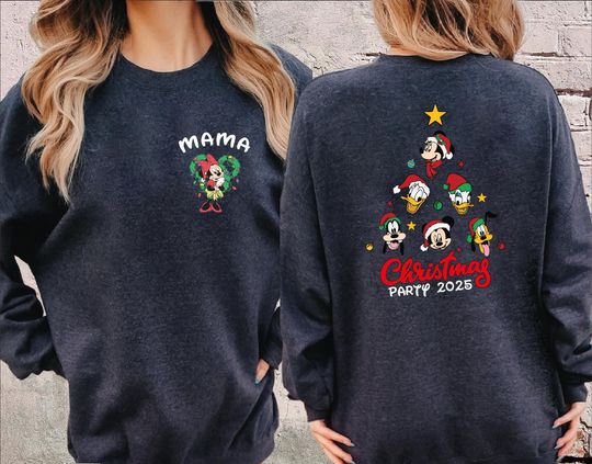 Custom 2-Sided Disney Christmas Sweatshirt, The Most Magical Place On Earth Sweatshirt, Mickey and Friends Christmas Sweater