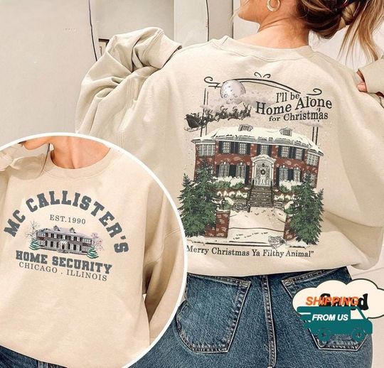 2-Side McCallister Home Security Shirt, Christmas Movie Sweatshirt, Home Alone Kevin Shirt, McCallister Shirt, Xmas Movie Shirt