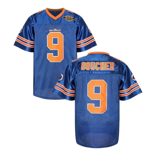 The Waterboy Bobby Boucher #9 Football Jersey Adam Sandler Blue