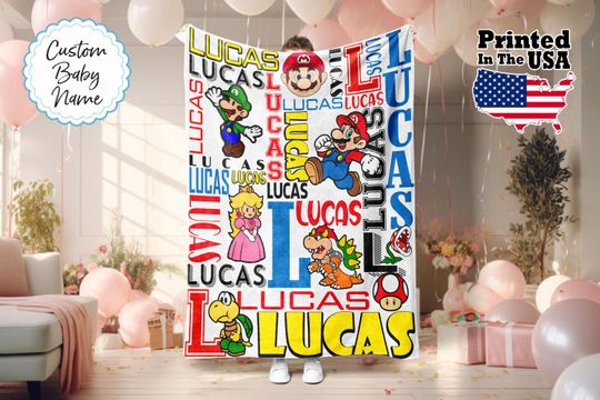 Custom Cartoon Blanket, Cartoon Blanket, Personalized Cartoon Blanket, Baby Blanket, Birthday Gift, Custom Name Blanket, Monogram Blanket