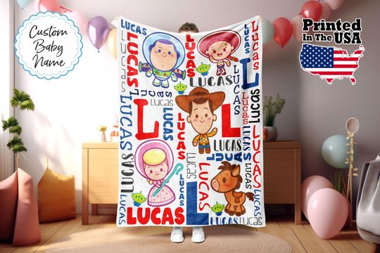 Custom Cartoon Blanket, Cartoon Characters Blanket, Custom Name Blanket, Monogram Blanket, Christmas Gift, Baby Blanket, Birthday Gift