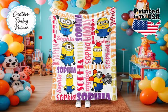 Personalized Cartoon Blanket, Cartoon Blanket, Custom Cartoon Blanket, Baby Blanket, Birthday Gift, Custom Name Blanket, Monogram Blanket