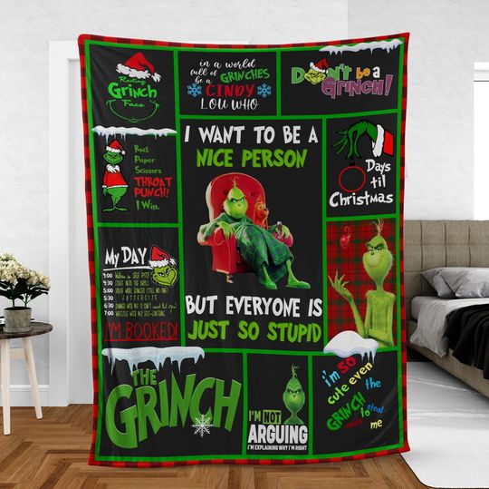 Funny The funny character Fleece Blanket, Merry Grin Blanket, Christmas Movie Fleece Blanket, Christmas Gifts