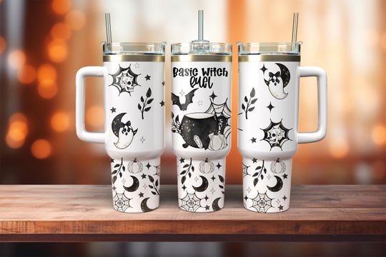 Discover Basic Witch Fuel PNG for 40oz Tumbler Wrap   Halloween Ghostie Sublimation, Autumn Spooky Tumbler Design PNG, Fall Vibes Skinny Wrap