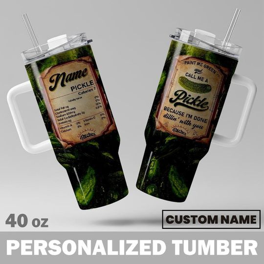 Discover Personalized Vintage Funny Pickle Tumbler, 40 Oz Tumbler Halloween Gift, Custom Name Tumbler, Just A Girl Who Loves Pickles