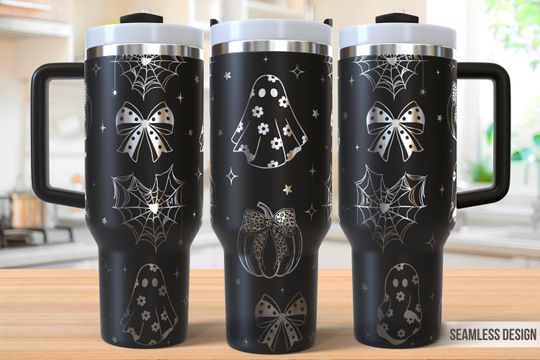 Discover Halloween Tumbler Laser Svg, Pumpkin Ghost Ribbon 40oz Tumbler Full Wrap Laser Svg, Laser Engraved Svg, Laser Svg For Tumbler