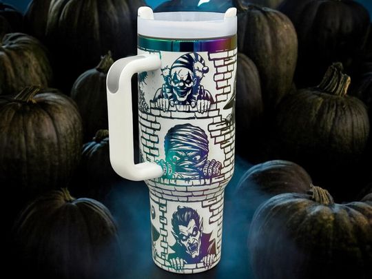 Discover Engraved Halloween Tumbler | Spooky Tumbler | Halloween Cup | Skeleton Tumbler | Halloween Gift | Laser Engraved Tumbler