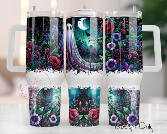 Gothic Ghost Tumbler Wrap  : Halloween 40 Oz Tumbler Sublimation Design