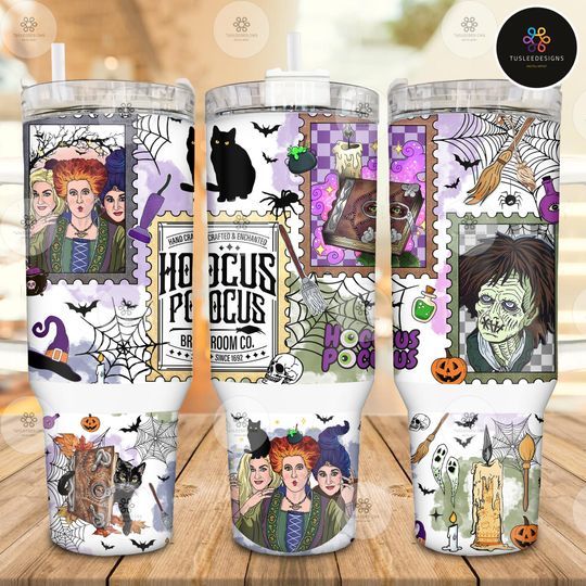 Witches Movie Halloween 40oz Tumbler Sublimation Design, Witches Sisters Tumbler With Handle Wrap