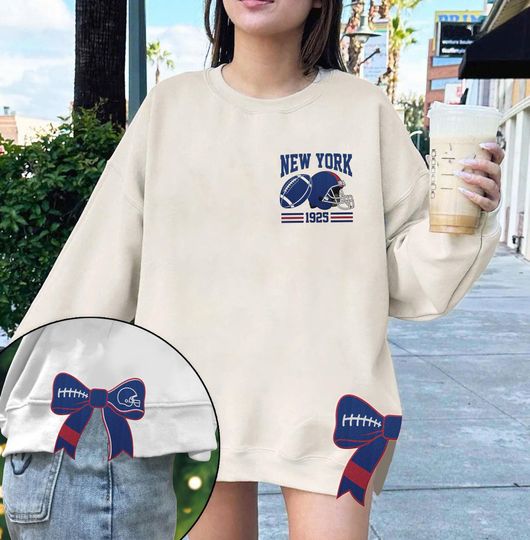 New York City Football Embroidered Sweatshirt, Football Shirt, Giants Fans Tailgate Shirt, New York fan gift, Retro Sports Fan Shirt