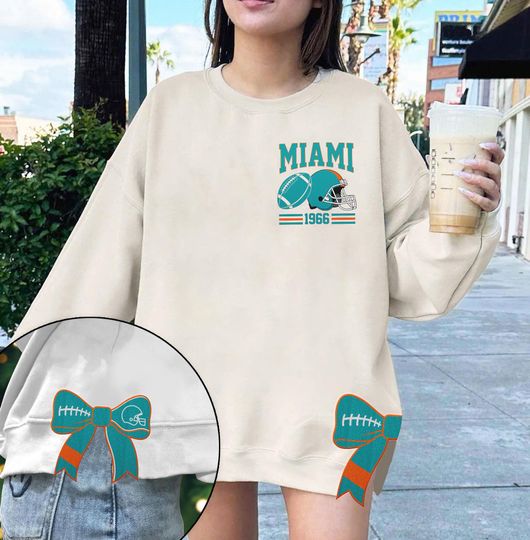 Miami City Football Embroidered Sweatshirt, Football Shirt, Dolphins Fans Tailgate Shirt, Miami fan gift, Retro Sports Fan Shirt