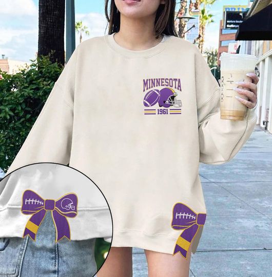 Minnesota City Football Embroidered Sweatshirt, Football Shirt, Vikings Fans Tailgate Shirt, Minnesota fan gift, Retro Sports Fan Shirt