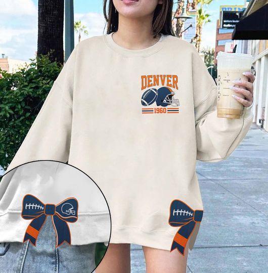 Denver City Football Embroidered Sweatshirt, Football Shirt, Broncos Fans Tailgate Shirt, Denver fan gift, Retro Sports Fan Shirt