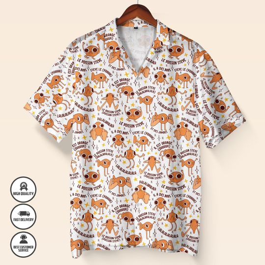 Discover Le Poison Steve Fish Hawaiian Shirt  Funny Summer Button Up Shirt  Cute Fish Graphic Tee  Anime Streetwear  Ocean Lover Gift