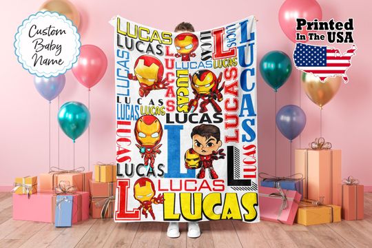 Personalized Superhero Blanket, Superhero Blanket, Custom Cartoon Blanket, Baby Blanket, Birthday Gift, Custom Name Blanket,Monogram Blanket