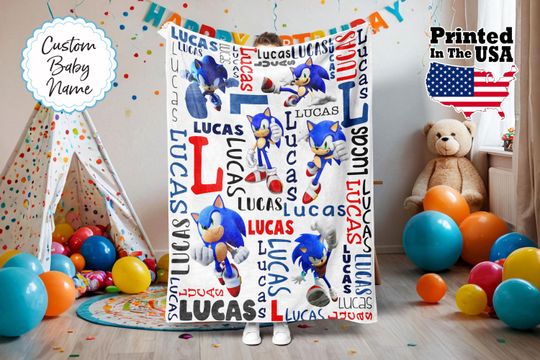 Custom Video Game Blanket, Cartoon Blanket, Personalized Cartoon Blanket, Baby Blanket, Birthday Gift, Custom Name Blanket, Monogram Blanket