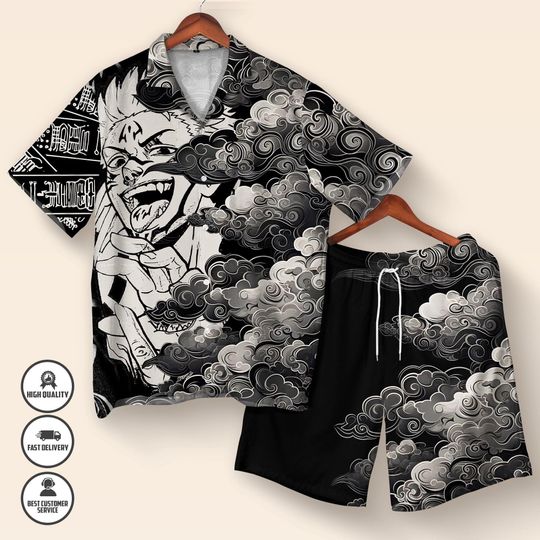 Sukuna Hawaiian Shirt  Jujutsu Satoru Shirt  Summer Button Up Shirt  Cute Anime Streetwear  Unisex Hawaiian Shirt  Anime Lover Gift
