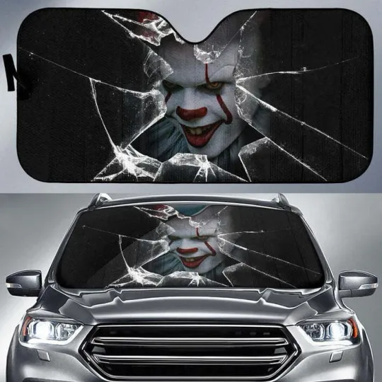 Pennywise Car Sun Shade Broken Glass Design for Windshield