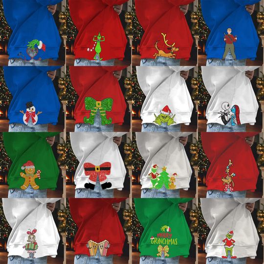 Discover 16 Christmas Side Bow Embroidery Bundle, Side Bow Appliqu Sweatshirt Embroidery, Christmas Movie Embroidery Design, Green Guy Xmas Applique