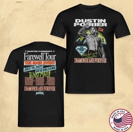 Discover Dustin Poirier Merch The Farewell Tour 2025 T-shirt, size S-5XL
