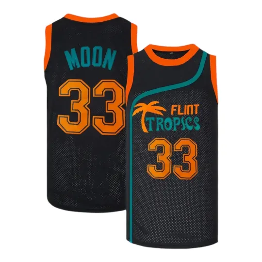 Discover Flint Tropics Jackie Moon #33 Semi Pro Movie Basketball Jersey Black Mens Medium