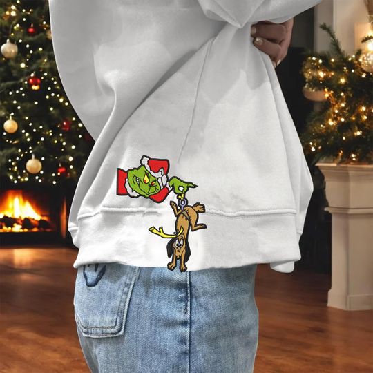 Discover Green Guy Christmas Movies Embroidery Design, Side Bow Embroidery Sweatshirt Design, Friends Holiday Embroidery Design File,Digital Download