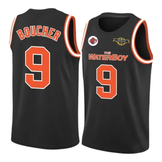 Discover The Waterboy Bobby Boucher #9 Basketball Jersey Adam Sandler Black Men's XXL 2XL