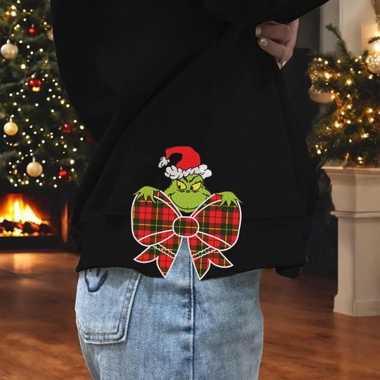 Green Guy Side Bow Sweatshirt, Christmas Shirt, Women Christmas Outfit, Christmas Gift