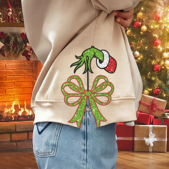 Green Guy Side Bow Sweatshirt, Christmas Shirt, Women Christmas Outfit, Christmas Gift