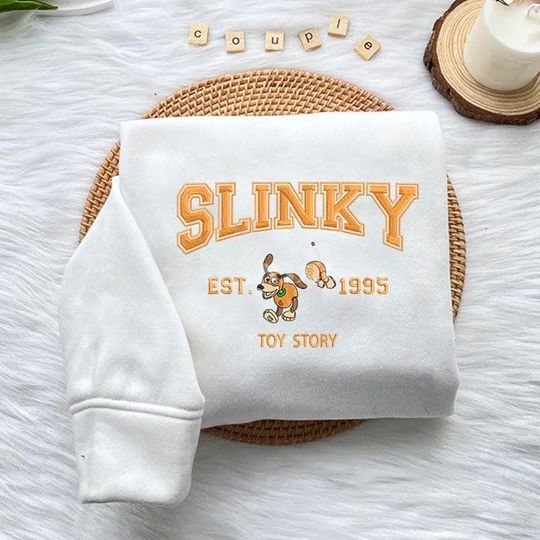 Discover Slinky Est 1995 Toy Story Embroidered Sweatshirt, Disney Toy Story Shirt, Cute Dog Hoodie, Buzz Lightyear Shirt, Magic Kingdom Gift