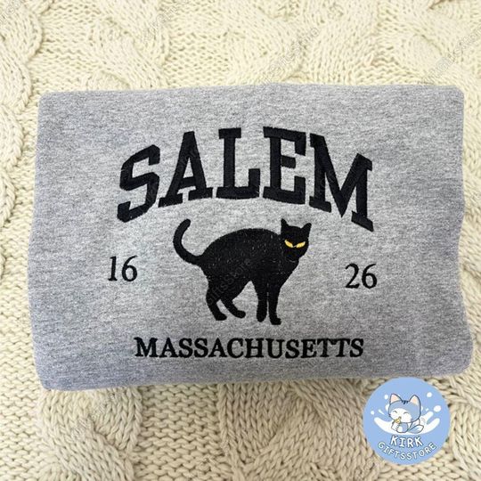 Salem Massachusetts Shirt, Salem Massachusetts Embroidered Shirt, Salem Witch Shirt, Halloween Crewneck, Spooky Season Shirt