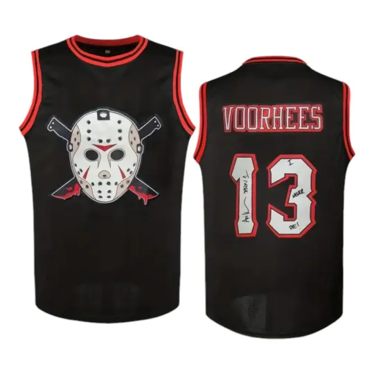 Discover Friday The 13th Jason Voorhees Mask Basketball Jersey Movie Horror Black Small