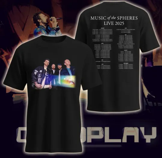 Discover Coldplay Music of the Spheres Tour 2025 T-shirt, size S-5XL
