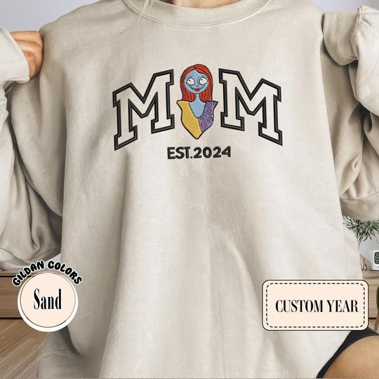 Discover Sally Skellington Mom Nightmare Before Christmas Embroidered Sweatshirt, Perfect Disney Gift for Mom, Mothers Day Gift