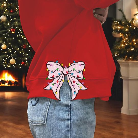 Discover Christmas Light Side Bow Applique Side Bow Machine Embroidery Designs Christmas Coquette Bow From 4 To 9 Inches Sweatshirt Seam Side Bow