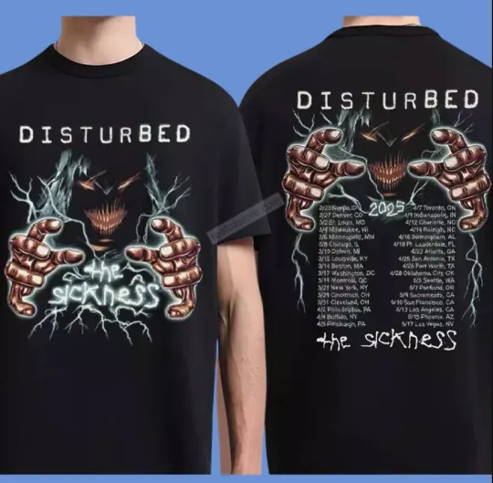 Discover Disturbed The Game Sickness 2025 Tour T-shirt