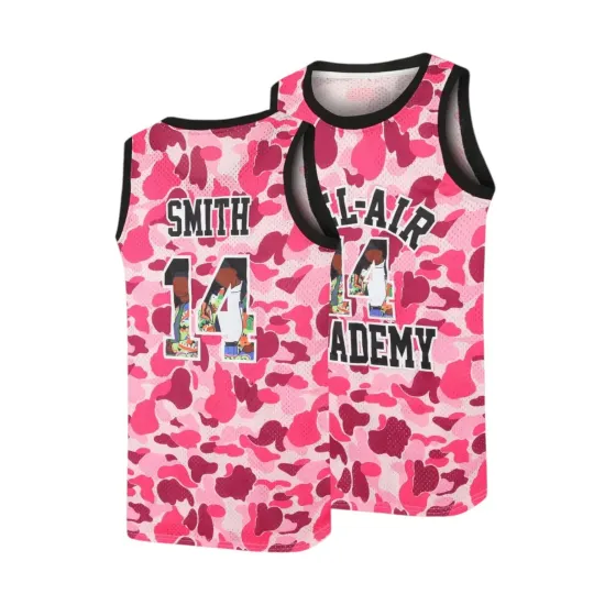 Fresh Prince of Bel Air Academy Will Smith Basketball Jersey Pink Camo