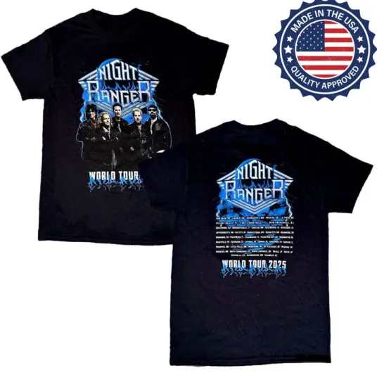 Discover Night Ranger 2025 World Tour reprint T-shirt