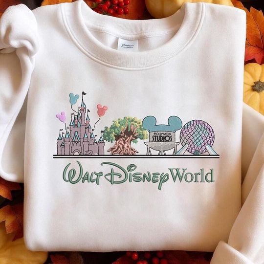 Discover Walt Disney World Embroidered Sweatshirt  Magic Kingdom Tree of Life EPCOT Hollywood Studios Pullover  Disney Vacation Crewneck Shirt
