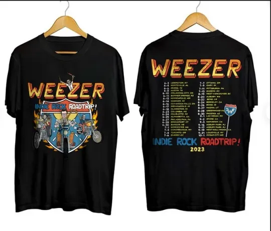 Discover Vintage 2023 Weezer Indie Rock Roadtrip Tour 2023 T-shirt