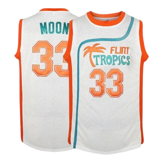 Flint Tropics Jackie Moon #33 Semi Pro Movie Basketball Jersey White